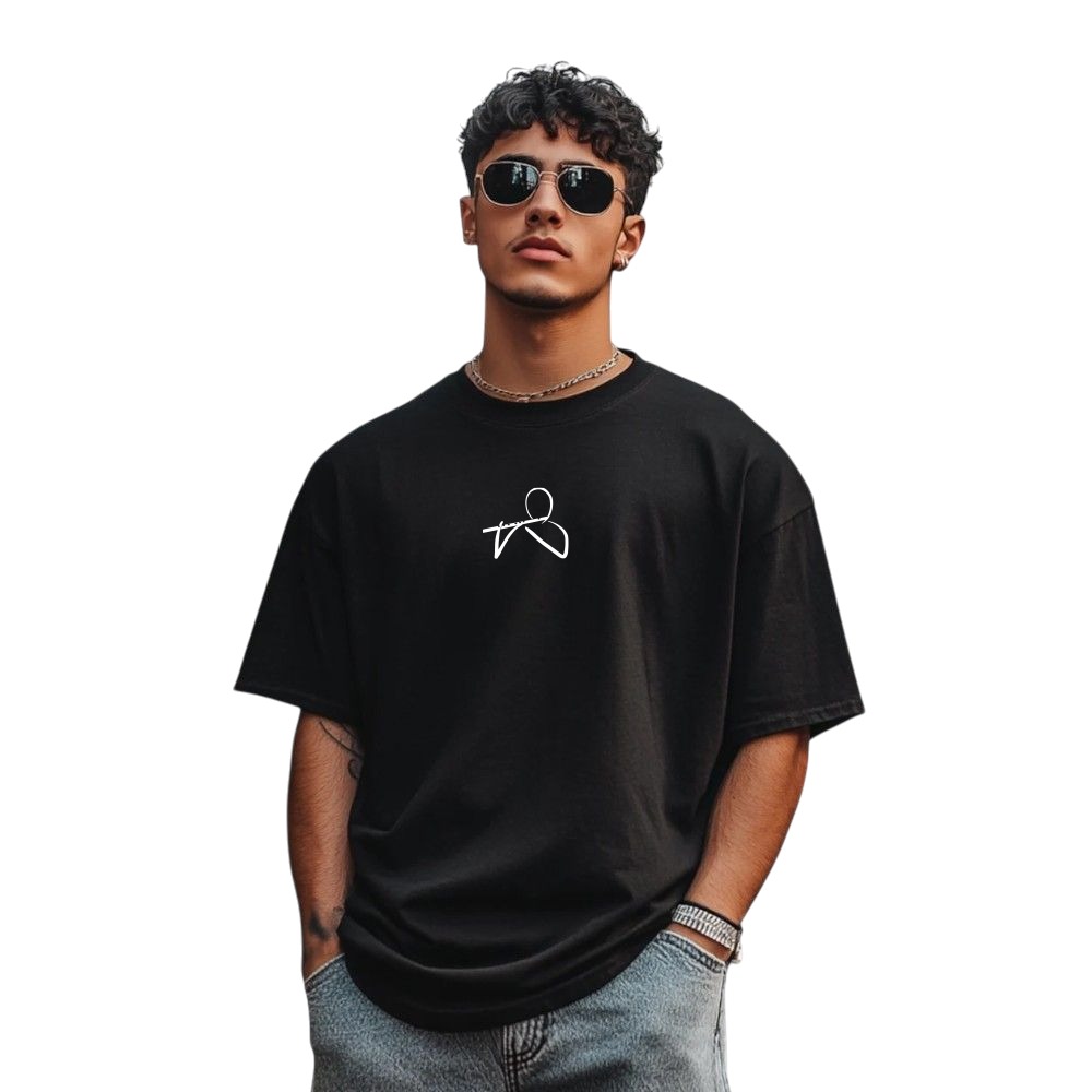 Black flute-inspired T-shirt with signature line art
